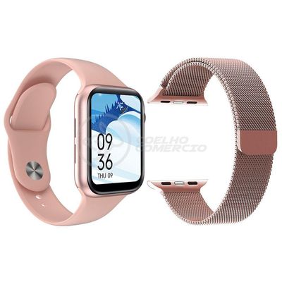Smartwatch S88 Rosa Android Ios + 1 Pulseira Extra Rosa
