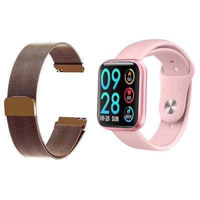 Kit 1 Smartwatch P80 Rosa + 1 Pulseira Rose Gold