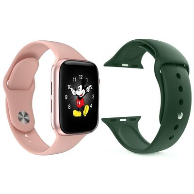 Kit 1 Relógio Smartwatch Ld5 Rosa + 1 Pulseira Verde Escuro