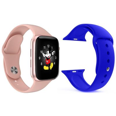 Kit 1 Relógio Smartwatch Ld5 Rosa + 1 Pulseira Azul Escuro