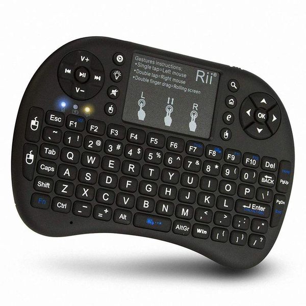 Mini Teclado Led Mouse Touchpad Wireless Wifi I8 Preto