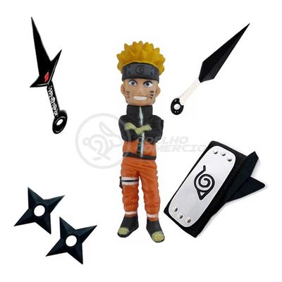 Kit Boneco Naruto 15Cm + 2 Shuriken + 1 Bandana...