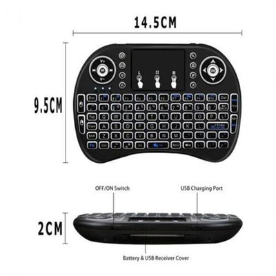 Mini Teclado Wireless Air Mouse Touch Smart Tv Iluminado