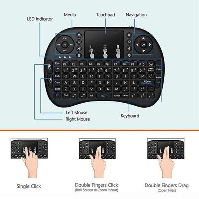 Mini Teclado L8 Sem Fio 2.4Ghz Mouse Com Toutchpad