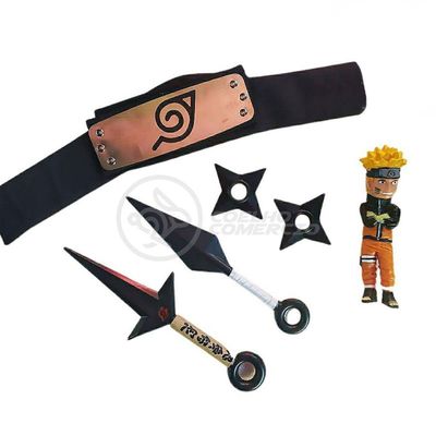 Kit Boneco Naruto 15Cm + 2 Shuriken + 1 Bandana...