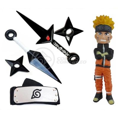 Kit Boneco Naruto 15Cm + 2 Shuriken + 1 Bandana...