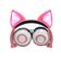 Fone De Ouvido Gatinho Fio C/ Led Infantil Rosa