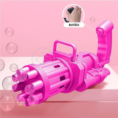 Máquina Elétrica Lança Bolhas Sabão Infantil Rosa