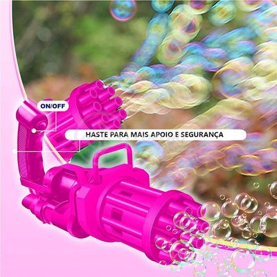 Máquina Elétrica Lança Bolhas Sabão Infantil Rosa