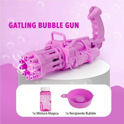 Máquina Elétrica Lança Bolhas Sabão Infantil Rosa