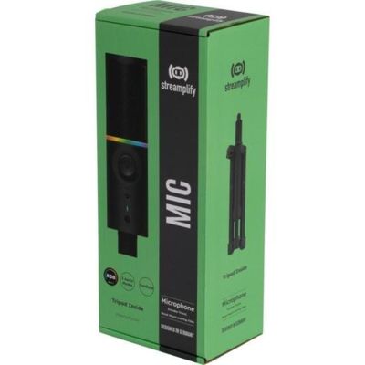 Microfone Gamer RGB MIC Tripod C/ Tripé Ajustável Preto Streamplify