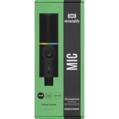 Microfone Gamer RGB MIC Tripod C/ Tripé Ajustável Preto Streamplify