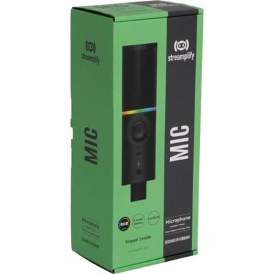 Microfone Gamer RGB MIC Tripod C/ Tripé Ajustável Preto Streamplify