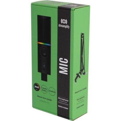 Microfone Gamer RGB MIC ARM C/ Braço Flexível Preto Streamplify