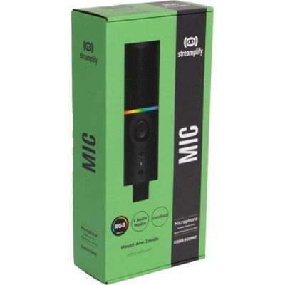 Microfone Gamer RGB MIC ARM C/ Braço Flexível Preto Streamplify