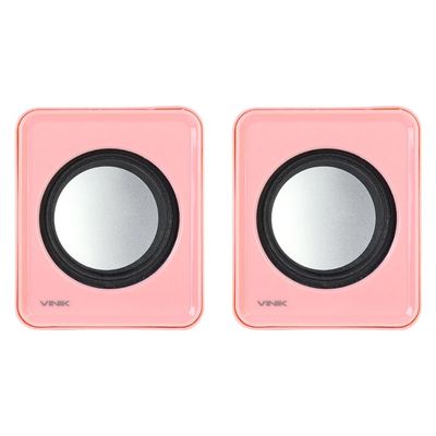 Caixa de Som 2.0 USB 5V 2X 1W com Controlador de Volume Rosa - VS-01R