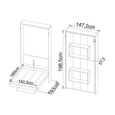 Cama De Casal Articulada Dobrável Multifuncionalcm8016 Amêndoa - Tecno Mobili