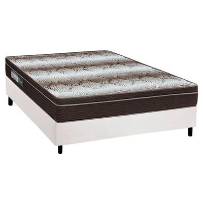 Cama Box Casal: Colchão Ortopédico Ortobom Light Ortopillow + Base Crc Courano White(138X188)