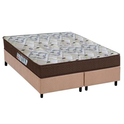 Cama Box Queen: Colchão Anatômico Ortobom D45/Ep Fort Tech Iso 150 + Base Crc Suede Clean(158X198)