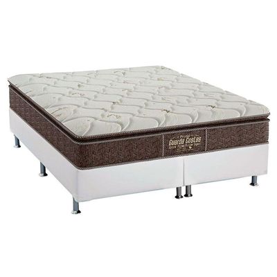 Cama Box King: Colchão Ortopédico Probel Guarda Costas Extra Firme + Base Crc Courano White(193X203)