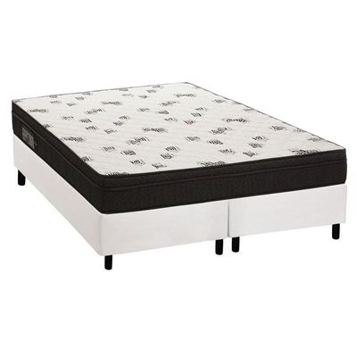 Cama Box Queen: Colchão Espuma D45 Ortobom Light Saúde Ortopilow + Base Crc Courano White(158X198)