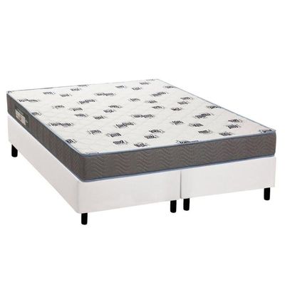 Cama Box Queen: Colchão Espuma D33 Ortobom Light Saúde + Base Crc Courano White(158X198)