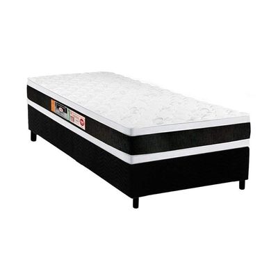 Cama Box Solteiro: Colchão Espuma D45 Castor Black E White Air Double Face + Base Black(88X188)