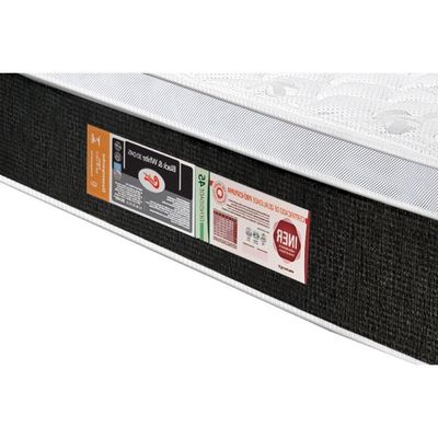 Cama Box Baú King: Colchão Espuma D45 Castor Black E White Air Euro Pillow + Base Clean(193X203)