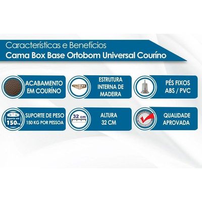 Cama Box Base Solteiro Universal Courano Clean (78x188x20) - Ortobom