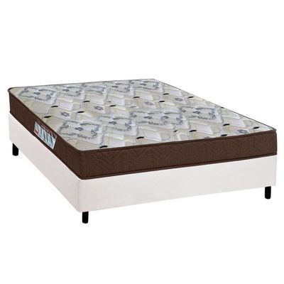 Cama Box Casal: Colchão Anatômico Ortobom D45/Ep Fort Tech Iso 150 + Base Crc Courano White(138X188)