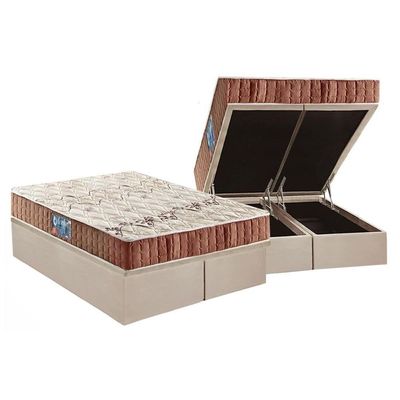 Cama Box Baú Queen: Colchão Espuma Anjos D28 Confort + Base Crc Suede Clean(158X198)