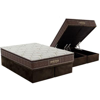 Cama Box Baú Queen: Colchão Ortopédico Probel Guarda Costas Extra Firme + Base Brown(158X198)