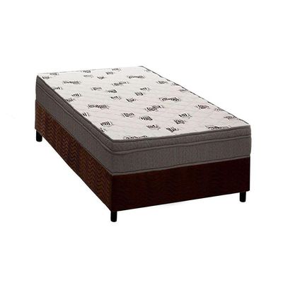 Cama Box Solteiro: Colchão Espuma D45 Ortobom Light Saúde Ortopilow + Base Crc Suede Brown(88X188)