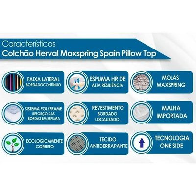 Cama Box Baú King: Colchão Molas Herval Maxspring Spain + Base Crc Suede Clean(193X203)