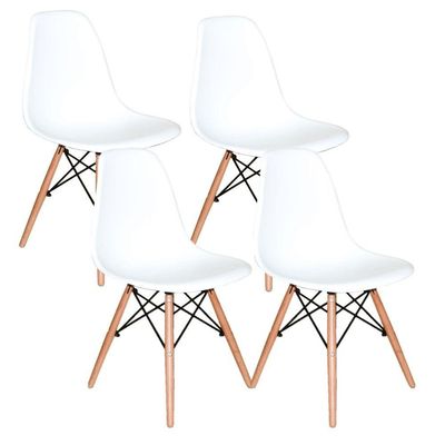 Kit Mesa Eiffel Branca Quadrada 80cm + 04 Cadeiras Eiffel