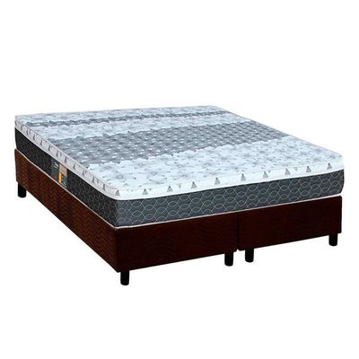 Cama Box Queen: Colchão Molas Bonnel Castor System Class + Base Crc Suede Brown(158X198)