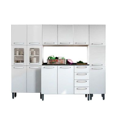 Cozinha Modulada Completa Evidence 4pçs (1 Armário 1 Balcão 2 Paneleiros) C4P43 Branco - Bertolini