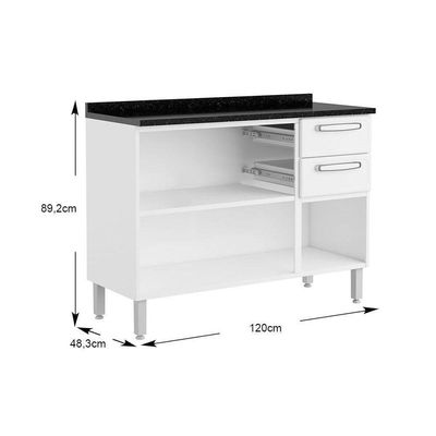 Cozinha Modulada Completa Evidence 4 Peças (2 Armários + 2 Balcões) C4P54 Branco - Bertolini