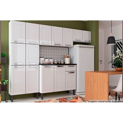 Cozinha Modulada Completa Múltipla 4pçs (2 Armários 1 Balcão 1 Paneleiro) C4P74 Branco - Bertolini