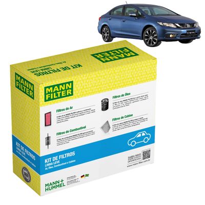 Kit de Filtros Mann Filter Civic 1.8/2.0 16V Flex 2012 até 2016