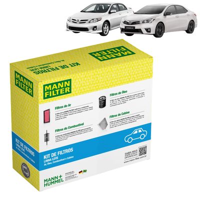Kit de Filtros Mann Filter Corolla 1.8 16V Flex 2012 até 2018 - 2.0 16V Flex 2010 até 2019