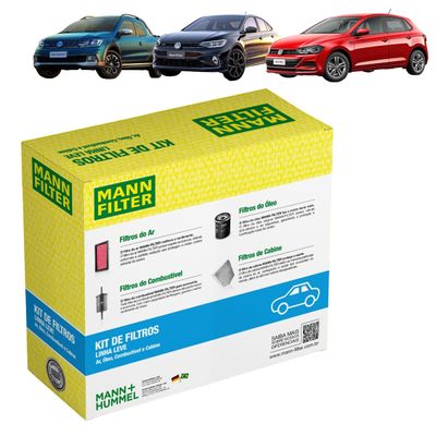 Kit de Filtros Mann Filter Polo 2017 em diante|Virtus 2018 em diante|Saveiro 2018 em diante - Todos 1.6 16V Flex
