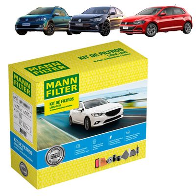 Kit de Filtros Mann Filter Polo 2017 em diante|Virtus 2018 em diante|Saveiro 2018 em diante - Todos 1.6 16V Flex