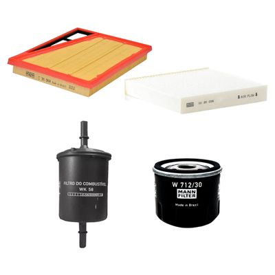 Kit de Filtros Mann Filter Fiat Mobi 1.0 6V Flex|Argo 1.0/1.3 6V Flex|Uno 1.0 6V Flex|Uno 1.3 8V Flex|Nova Strada 1.3 8V Flex
