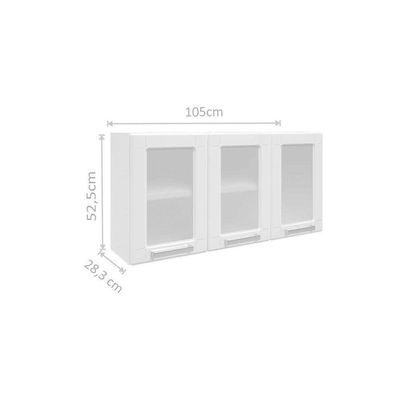 Cozinha Completa Múltipla 4pçs (2 Armários + 1 Balcão + 1 Paneleiro) C4P76 Branco/Preto - Bertolini