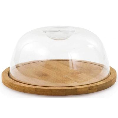 Porta Queijo em Bambu Tampa Acrilico 19x8 cm Ecokitchen Mimo