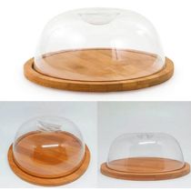 Porta Queijo em Bambu Tampa Acrilico 19x8 cm Ecokitchen Mimo