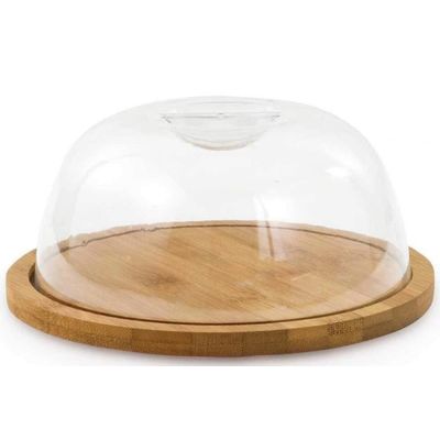 Porta Queijo em Bambu Tampa Acrilico 19x8 cm Ecokitchen Mimo