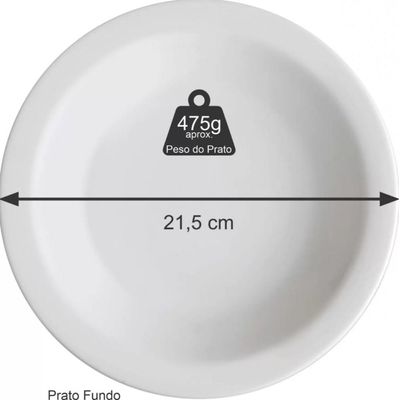 Prato Fundo Sopa Massa Branco Ceramica Tradicional Porcelart