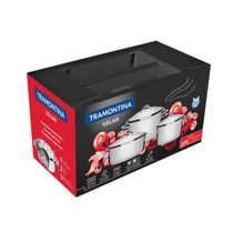 Jogo de Panelas Tramontina Solar em Aço Inox com Fundo Triplo 3 Peças